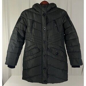 Diesel Girls Puffer Coat Olive Green Parka Hooded Size 14